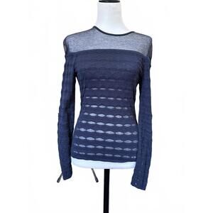 Women's Missoni Navy Blue Long Sleeve Sheer Knit Top Size S